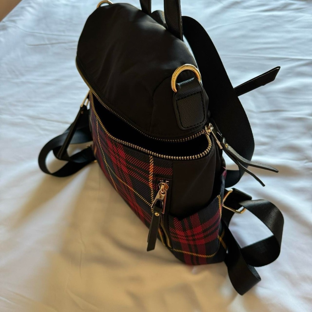 goth black red and green plaid mini backpack - Picture 6 of 8